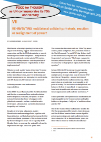 Cover Re-inventing multilateral solidarity – rhetoric, reaction or realignment of power?