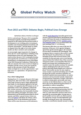 Cover Post-2015 and FfD3: Debates Begin, Political Lines Emerge EN